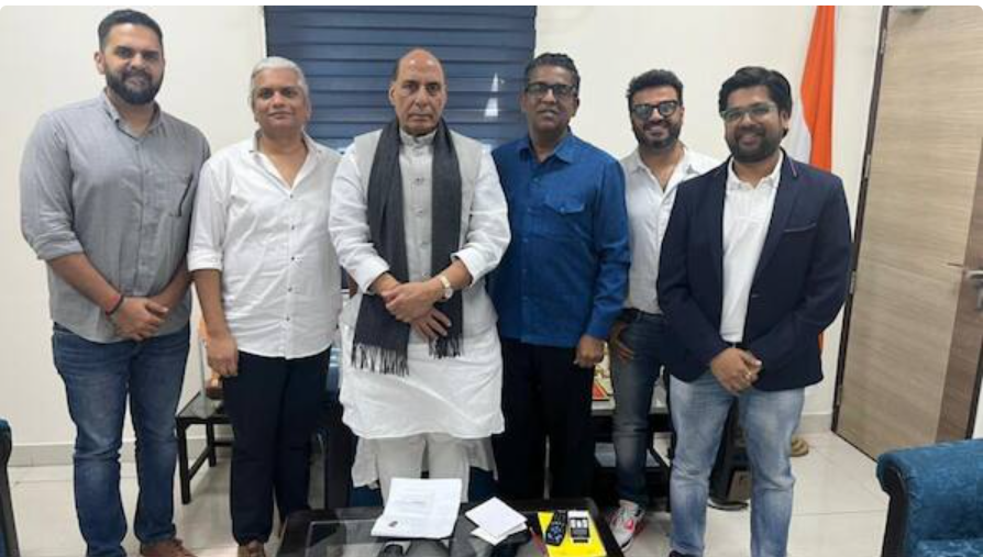 Vikas Bahl, Talisman Films team with Defence Minister Rajnath Singh